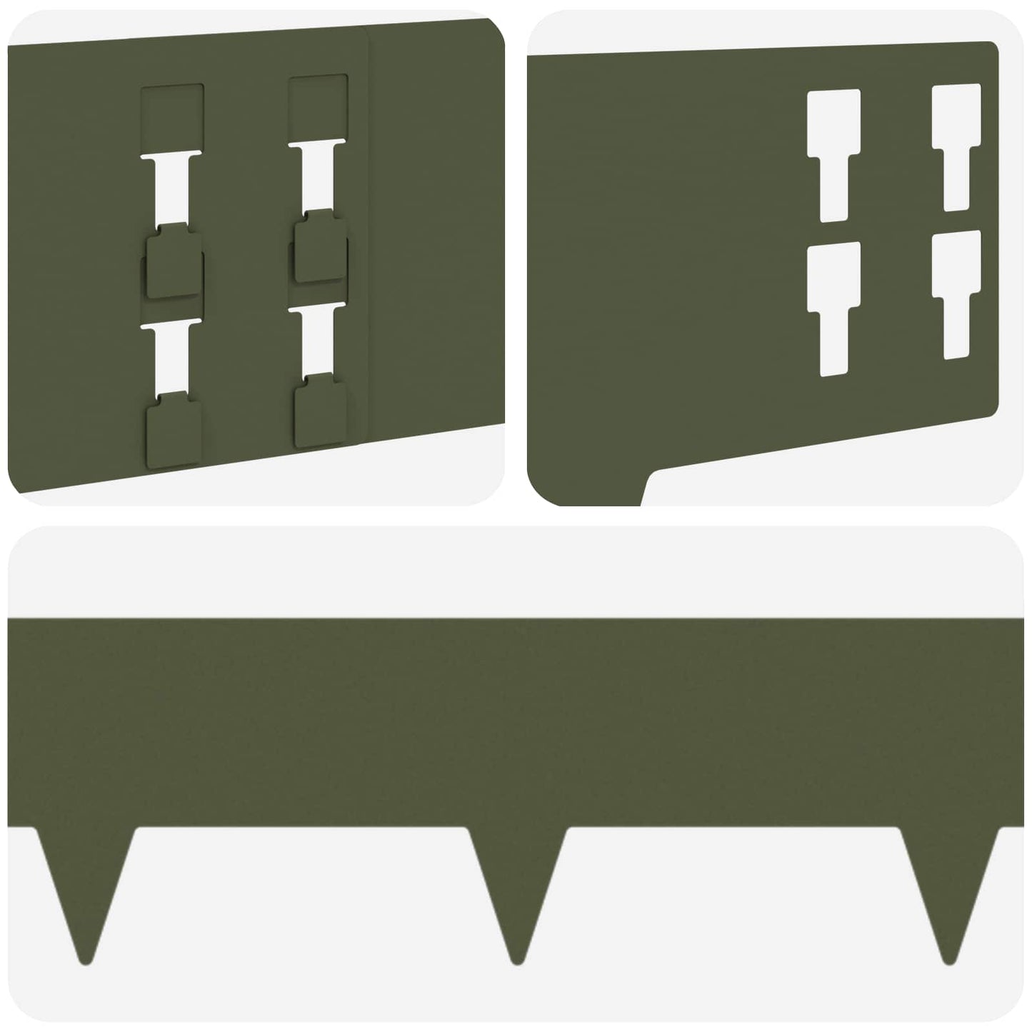 Lawn Edging 10 pcs 100 x 15 cm Steel Olive Green