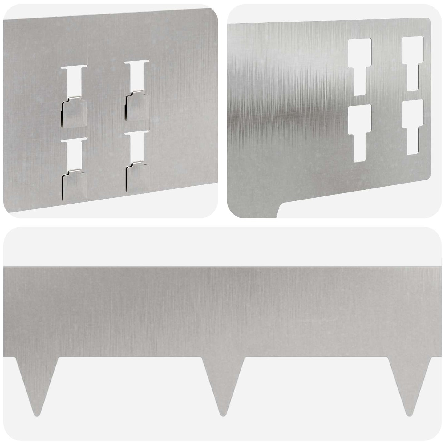 Lawn Edging 10 pcs 100 x 15 cm Steel Silver