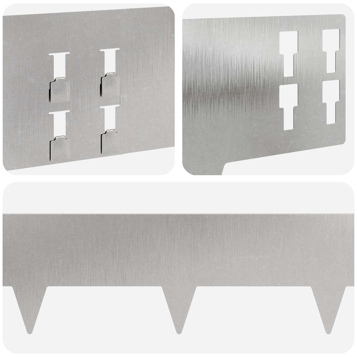 Lawn Edging 30 pcs 100 x 15 cm Steel Silver