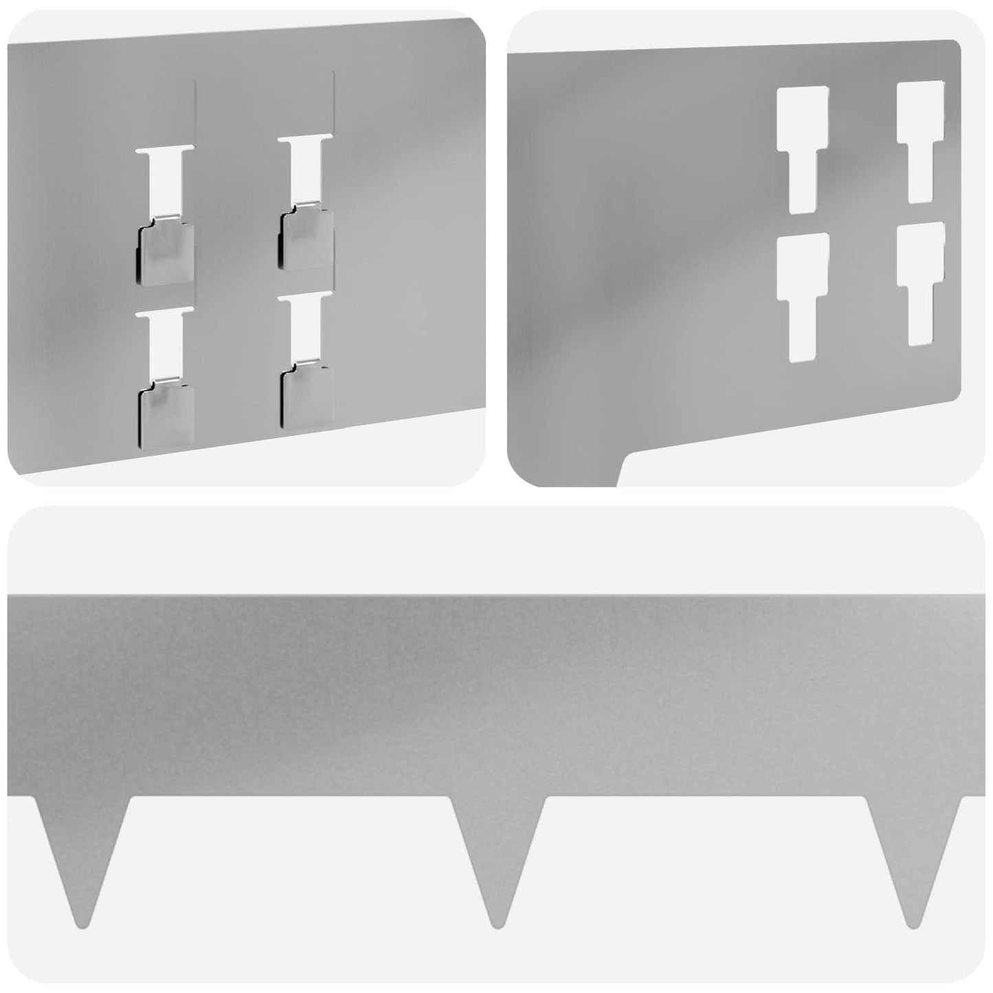 Lawn Edging 10 pcs 100 x 15 cm Steel Silver
