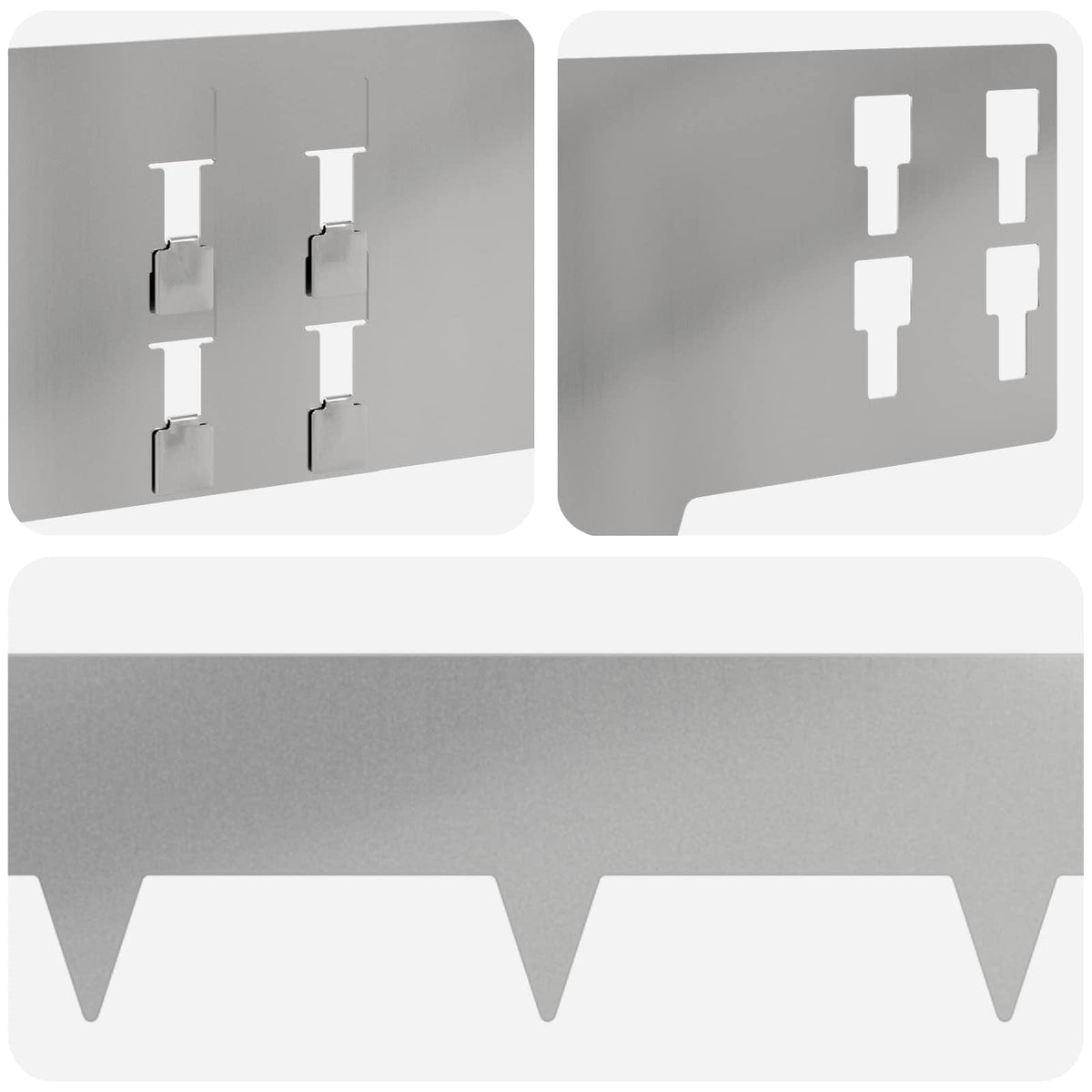 Lawn Edging 20 pcs 100 x 15 cm Steel Silver
