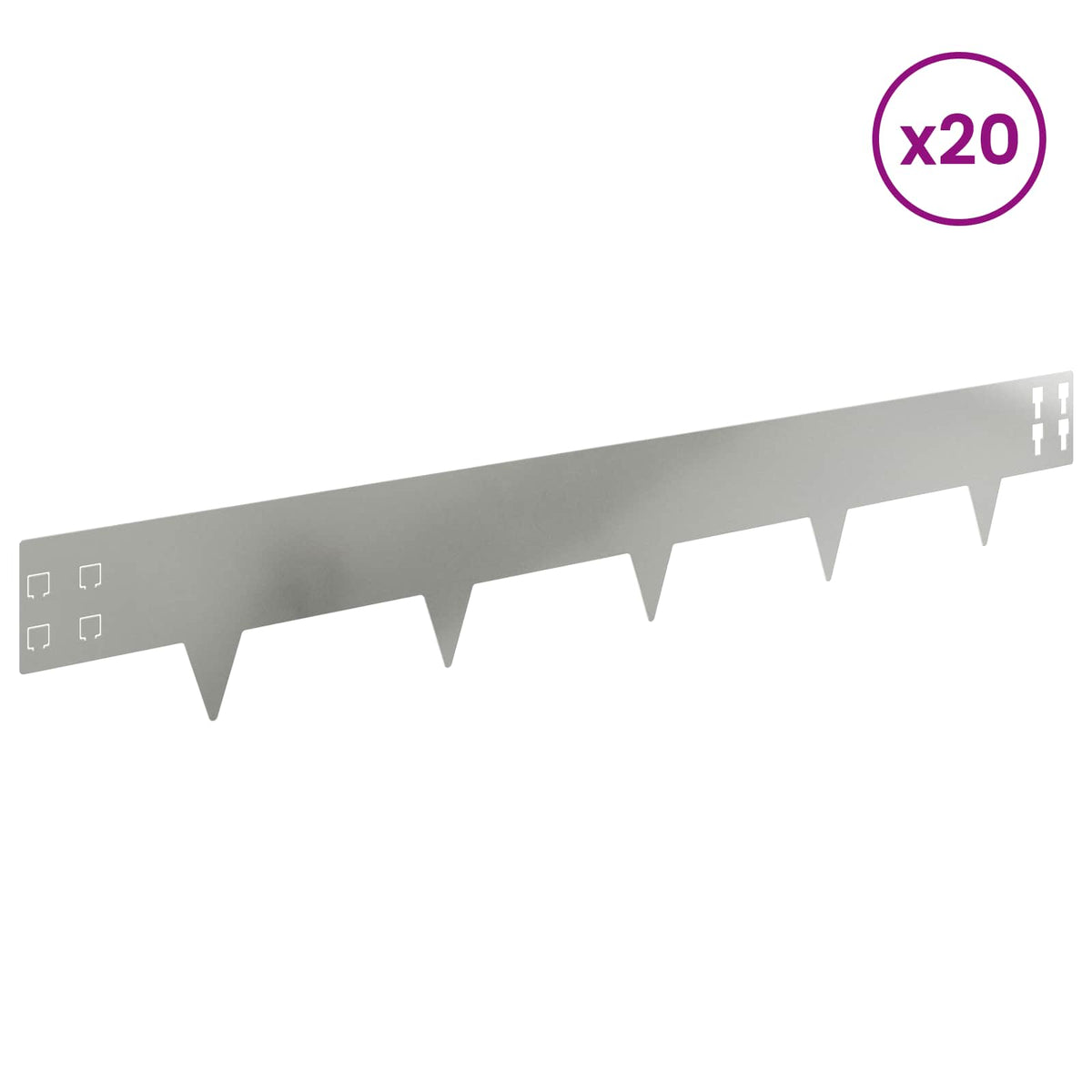 Lawn Edging 20 pcs 100 x 15 cm Steel Silver