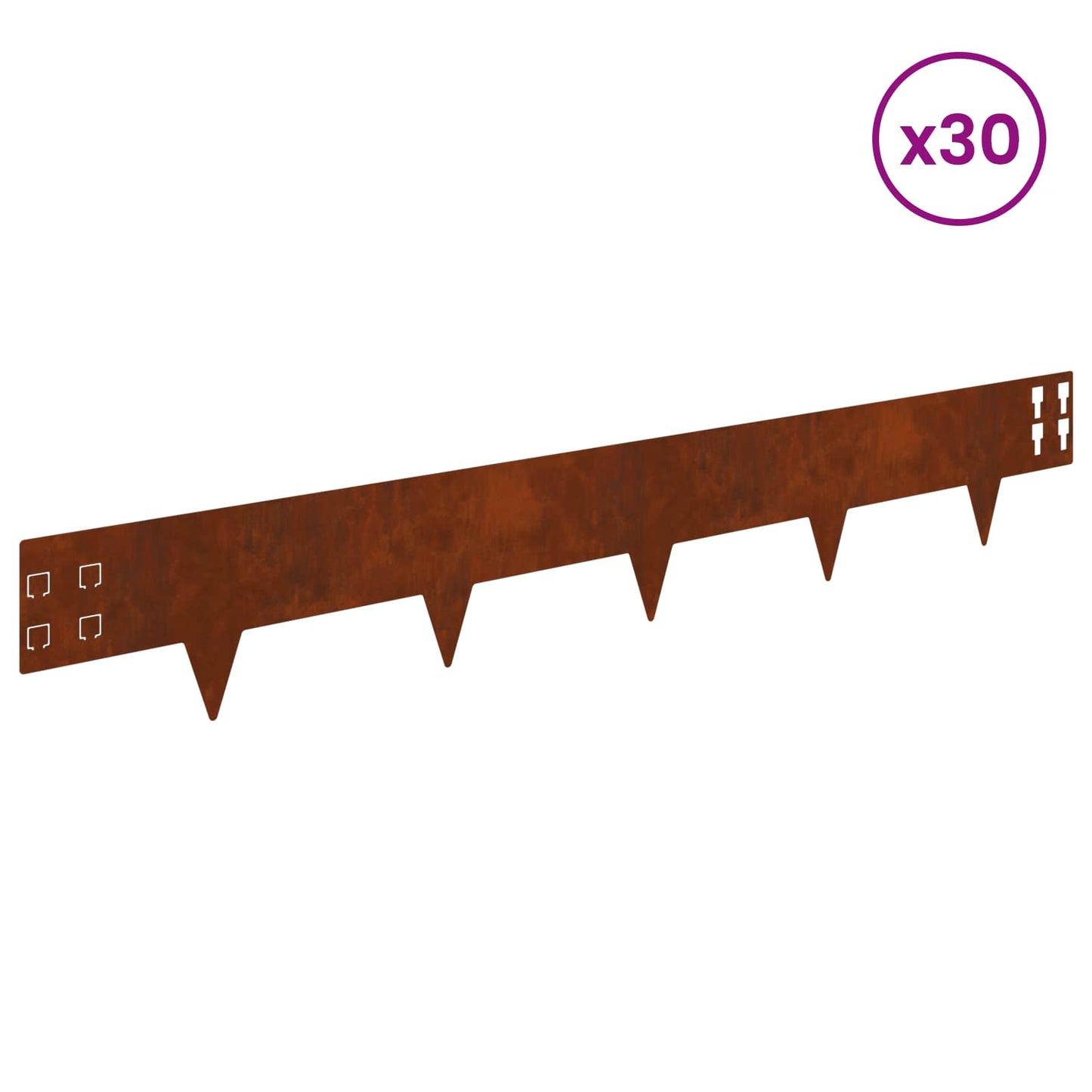 Lawn Edging 30 pcs 100 x 15 cm Steel Rusty