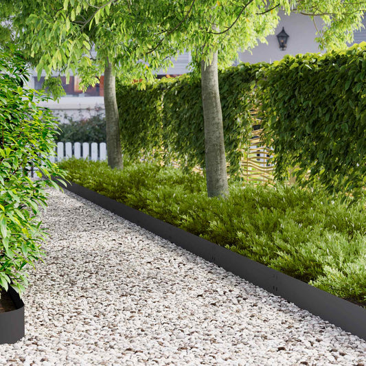 Lawn Edging 10 pcs 100 x 20 cm Steel Black
