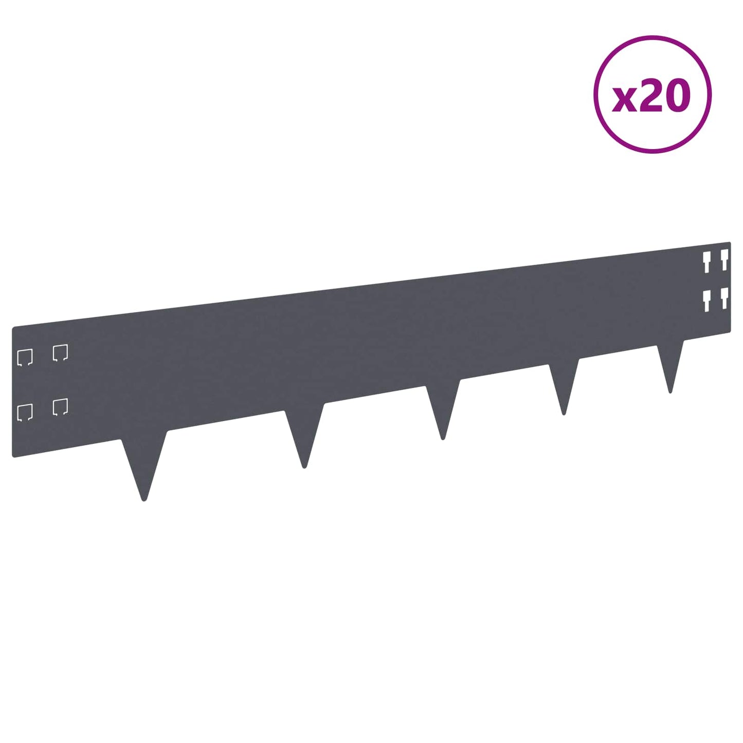 Lawn Edging 20 pcs 100 x 20 cm Steel Anthracite