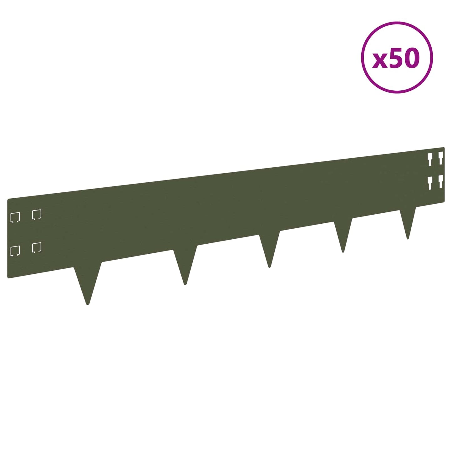 Lawn Edging 50 pcs 100 x 20 cm Steel Olive Green