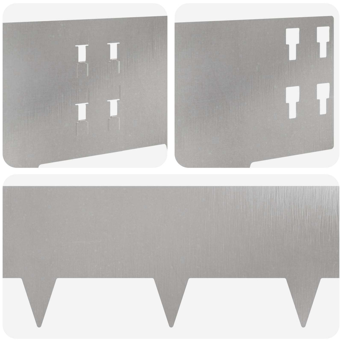 Lawn Edging 50 pcs 100 x 20 cm Steel Silver
