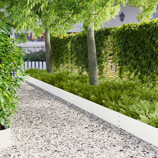 Lawn Edging 30 pcs 100 x 25 cm Steel White