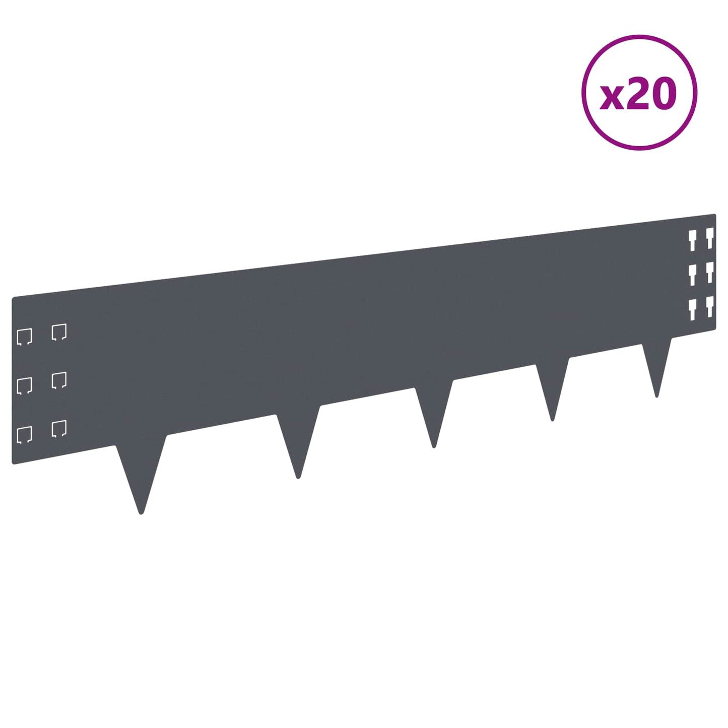Lawn Edging 20 pcs 100 x 25 cm Steel Anthracite