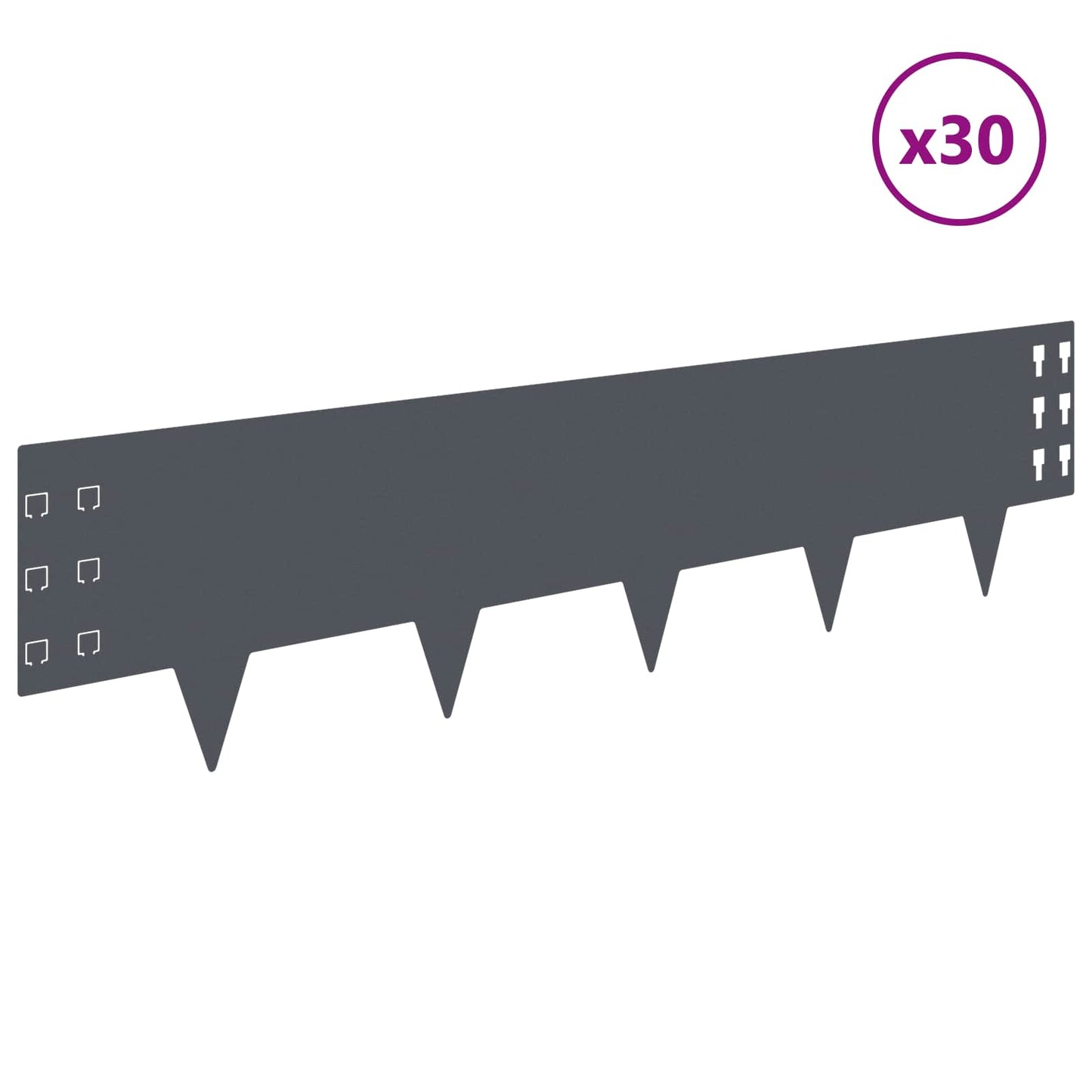 Lawn Edging 30 pcs 100 x 25 cm Steel Anthracite