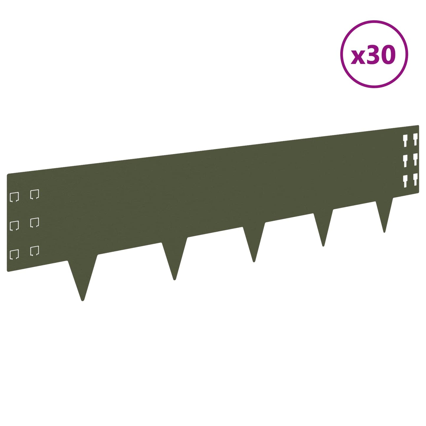Lawn Edging 30 pcs 100 x 25 cm Steel Olive Green