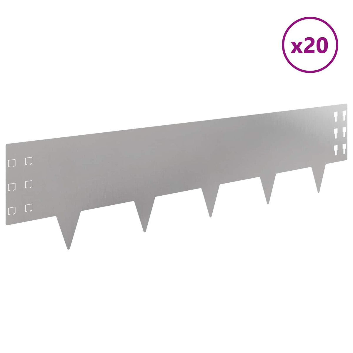 Lawn Edging 20 pcs 100 x 25 cm Steel Silver
