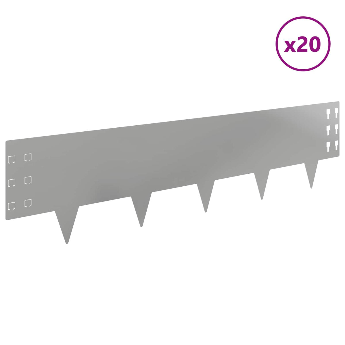 Lawn Edging 20 pcs 100 x 25 cm Steel Silver