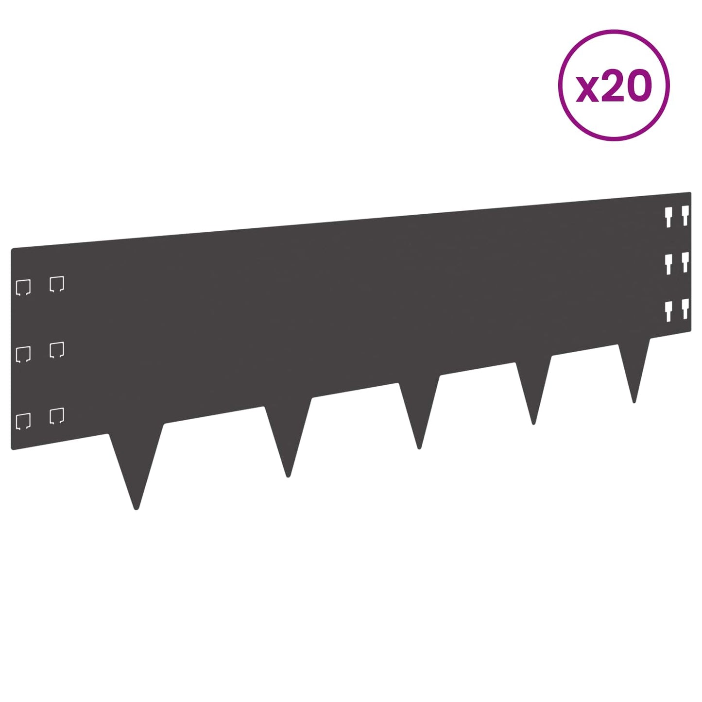 Lawn Edging 20 pcs 100 x 30 cm Steel Black