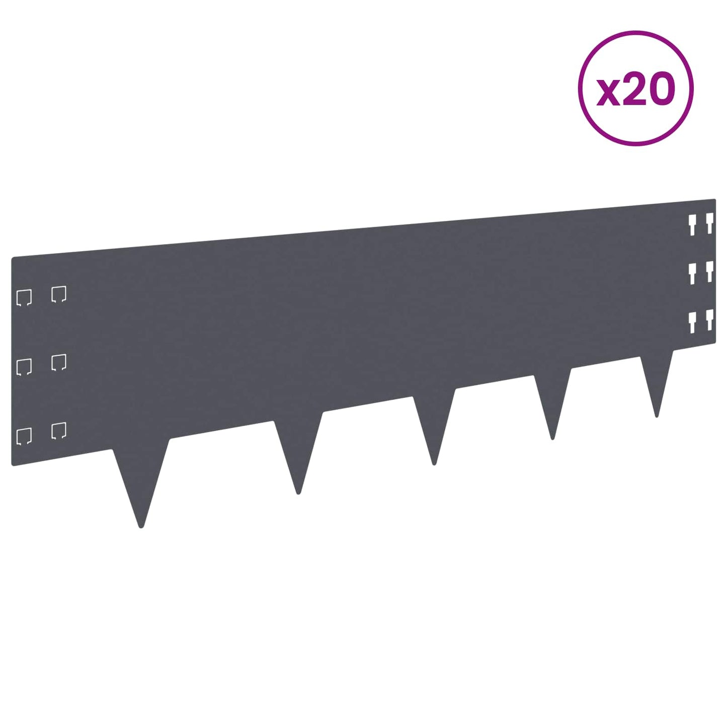 Lawn Edging 20 pcs 100 x 30 cm Steel Anthracite
