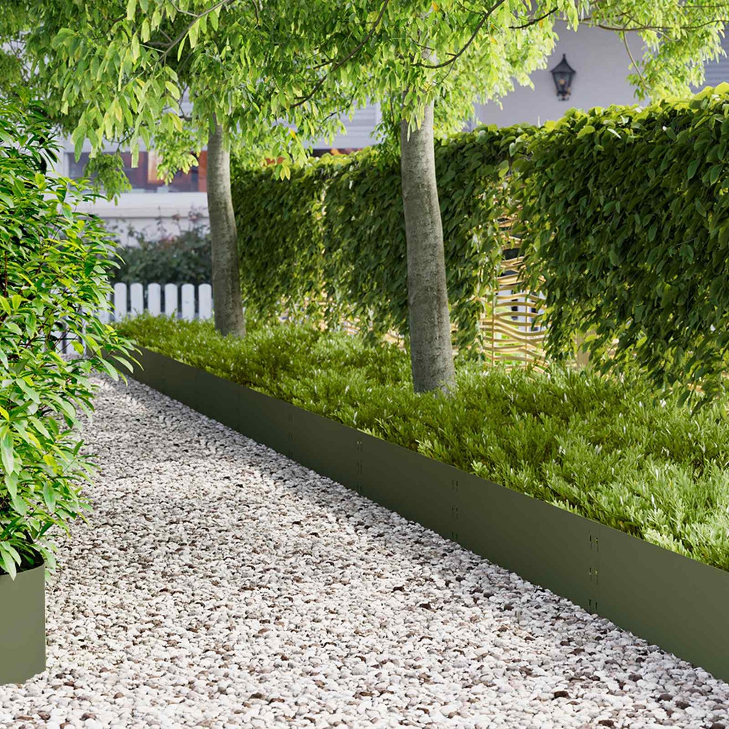 Lawn Edging 10 pcs 100 x 30 cm Steel Olive Green