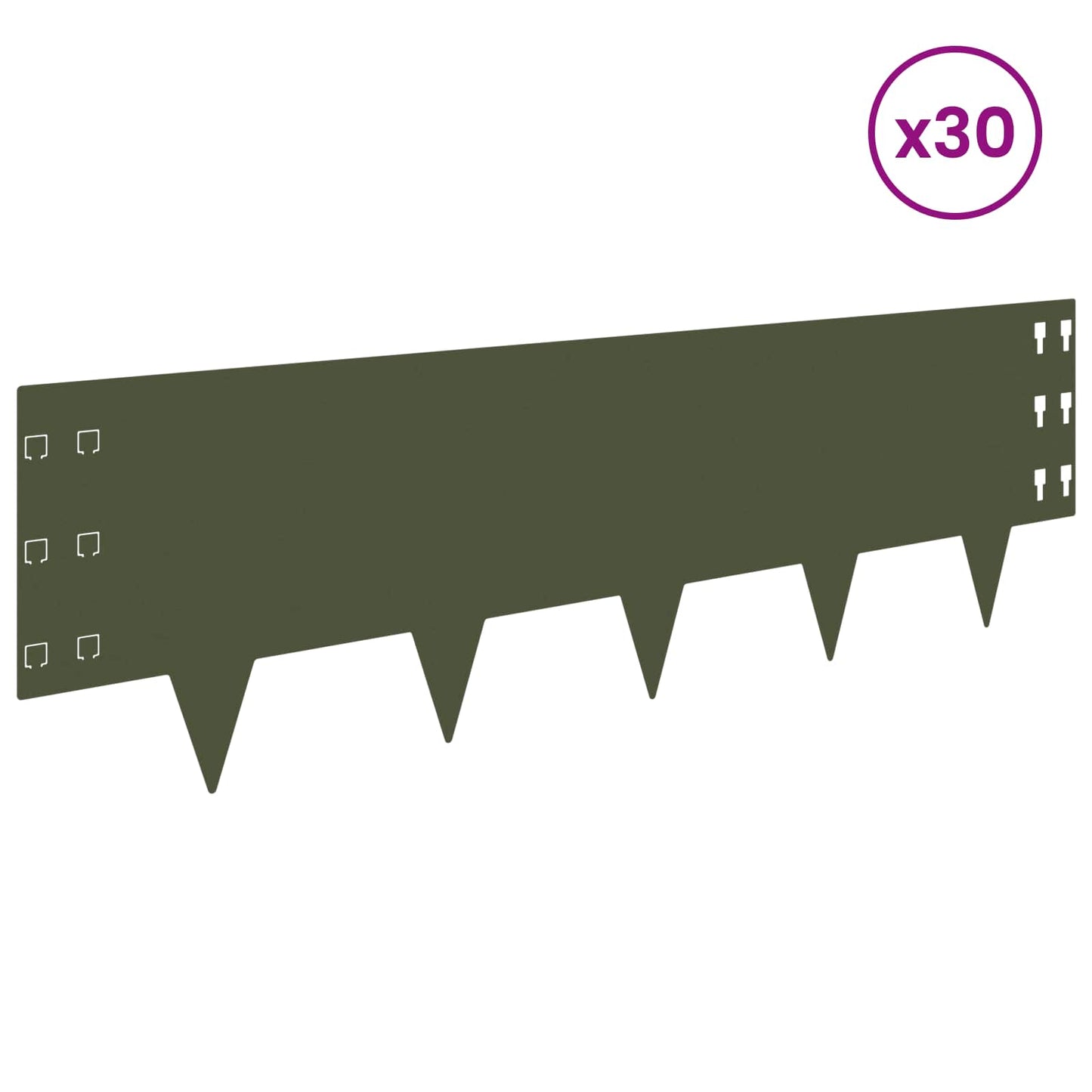 Lawn Edging 30 pcs 100 x 30 cm Steel Olive Green