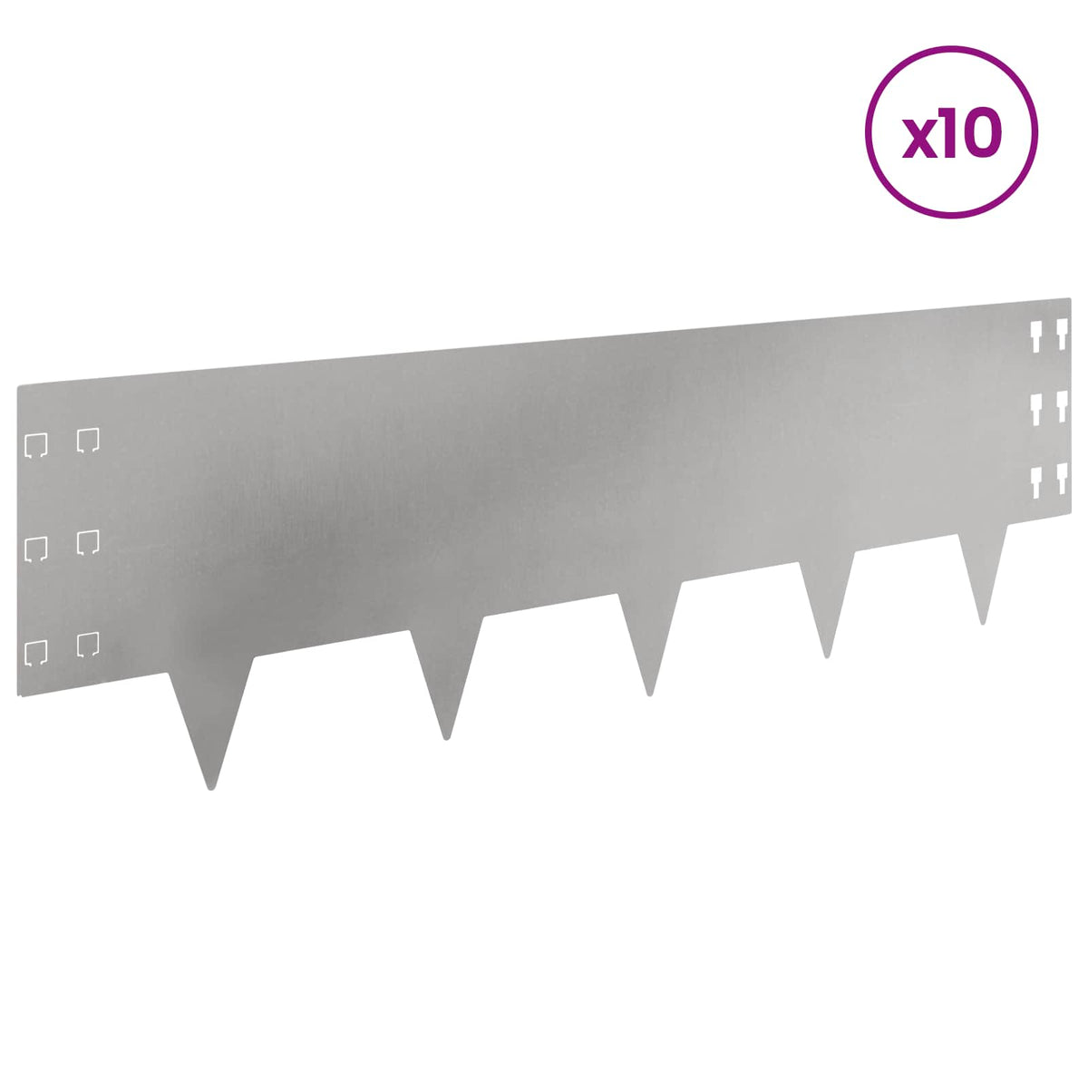 Lawn Edging 10 pcs 100 x 30 cm Steel Silver