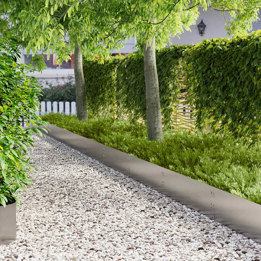 Lawn Edging 30 pcs 100 x 30 cm Steel Silver