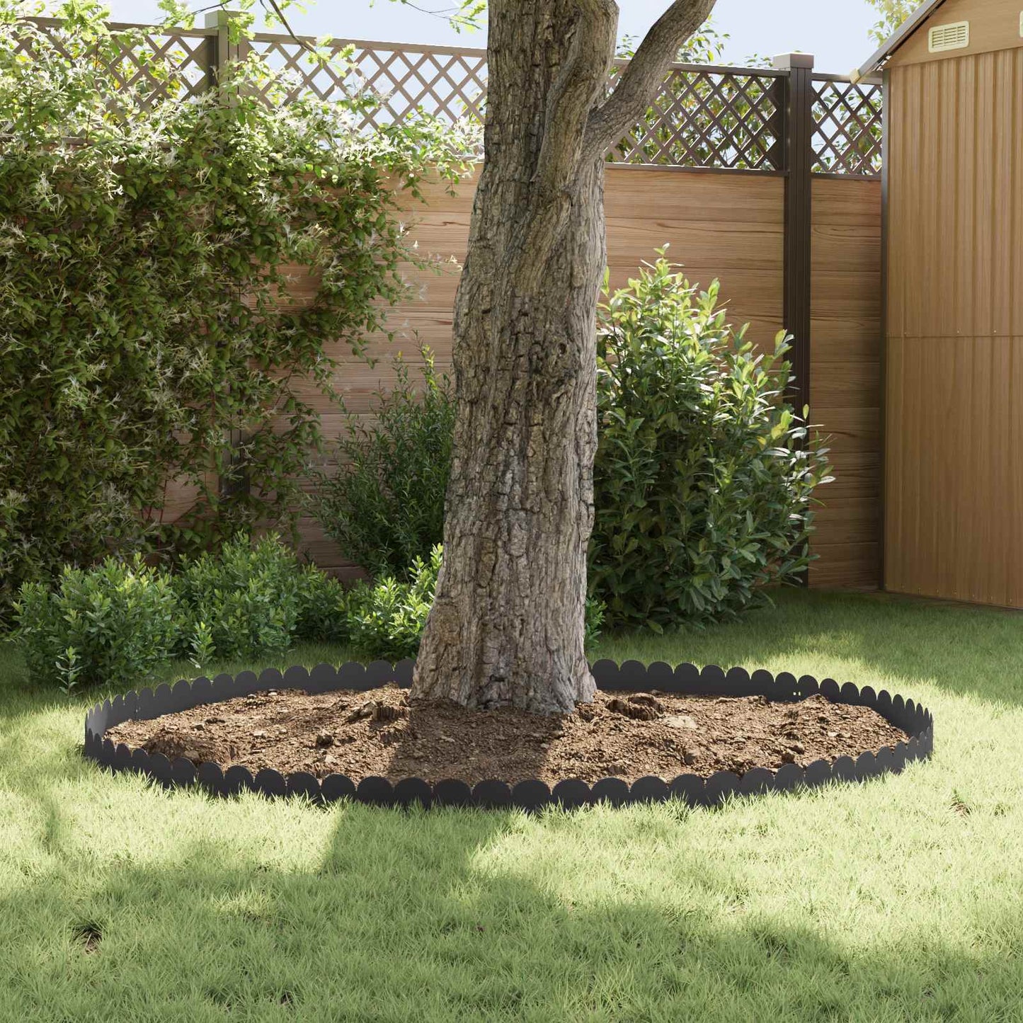 Lawn Edging 30 pcs 103 x 15 cm Steel Black