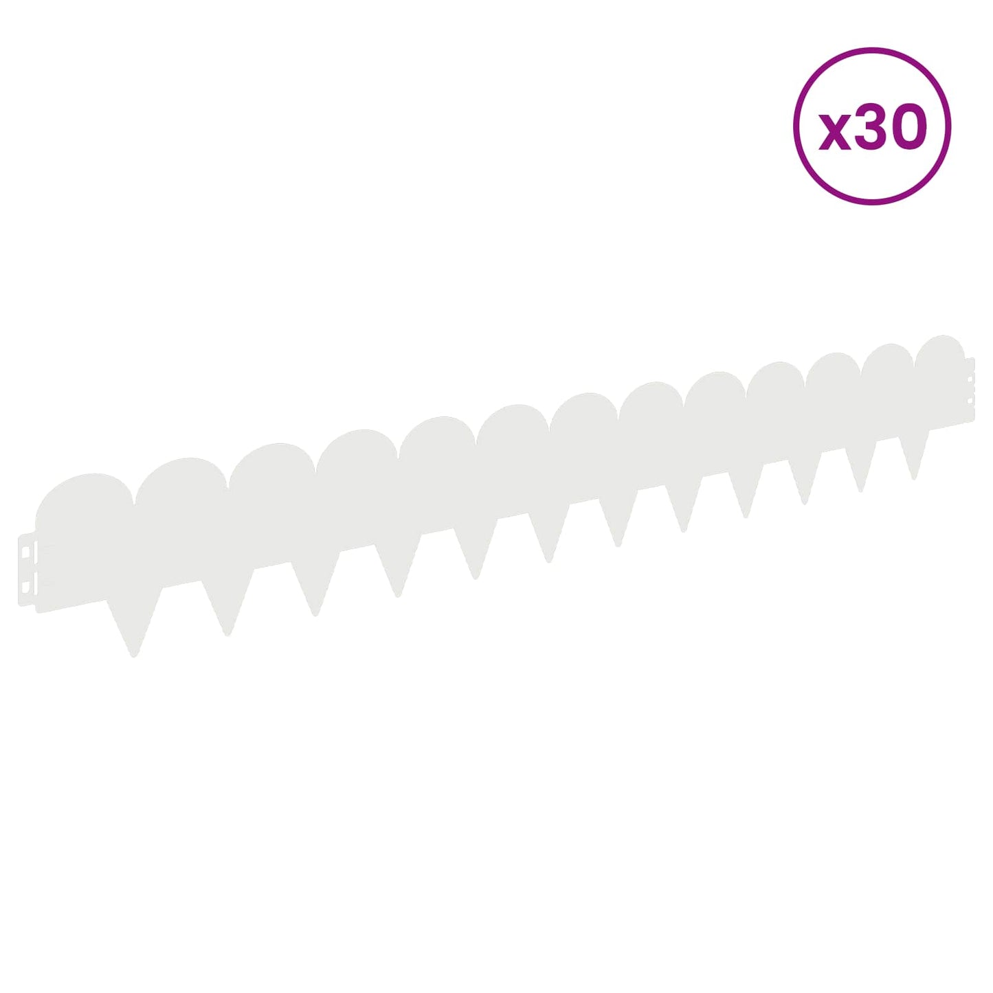 Lawn Edging 30 pcs 103 x 15 cm Steel White