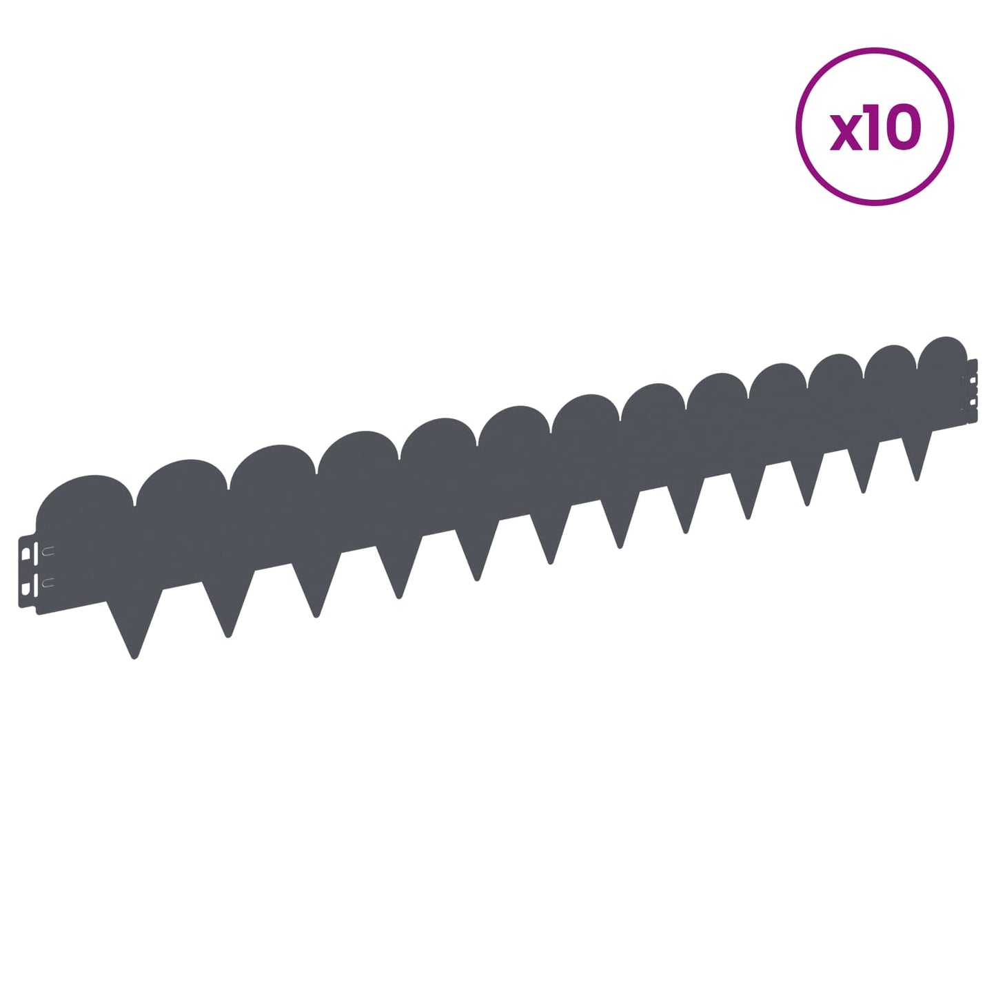 Lawn Edging 10 pcs 103 x 15 cm Steel Anthracite