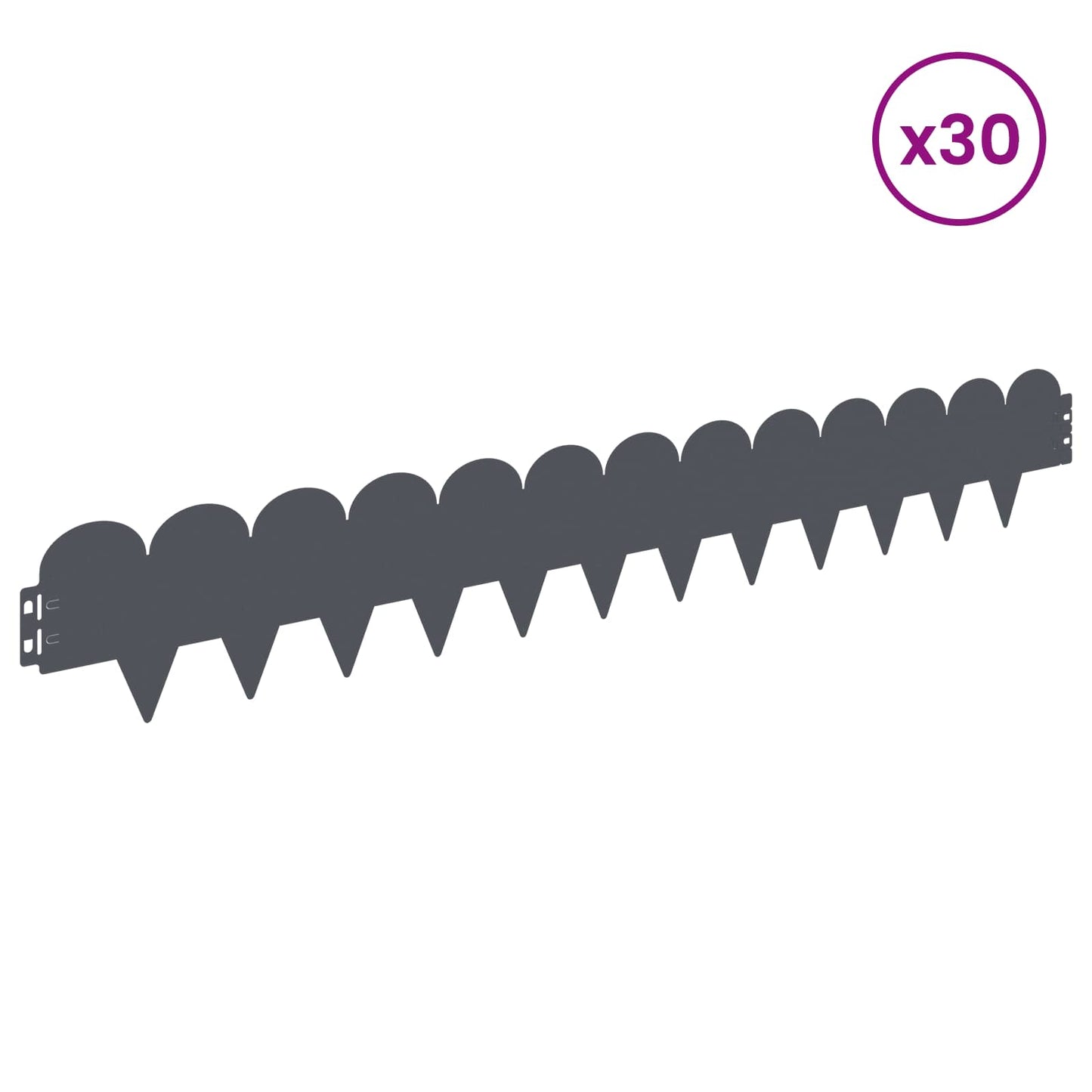 Lawn Edging 30 pcs 103 x 15 cm Steel Anthracite