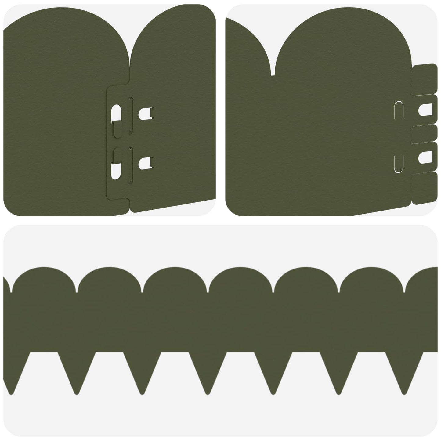 Lawn Edging 30 pcs 103 x 15 cm Steel Olive Green