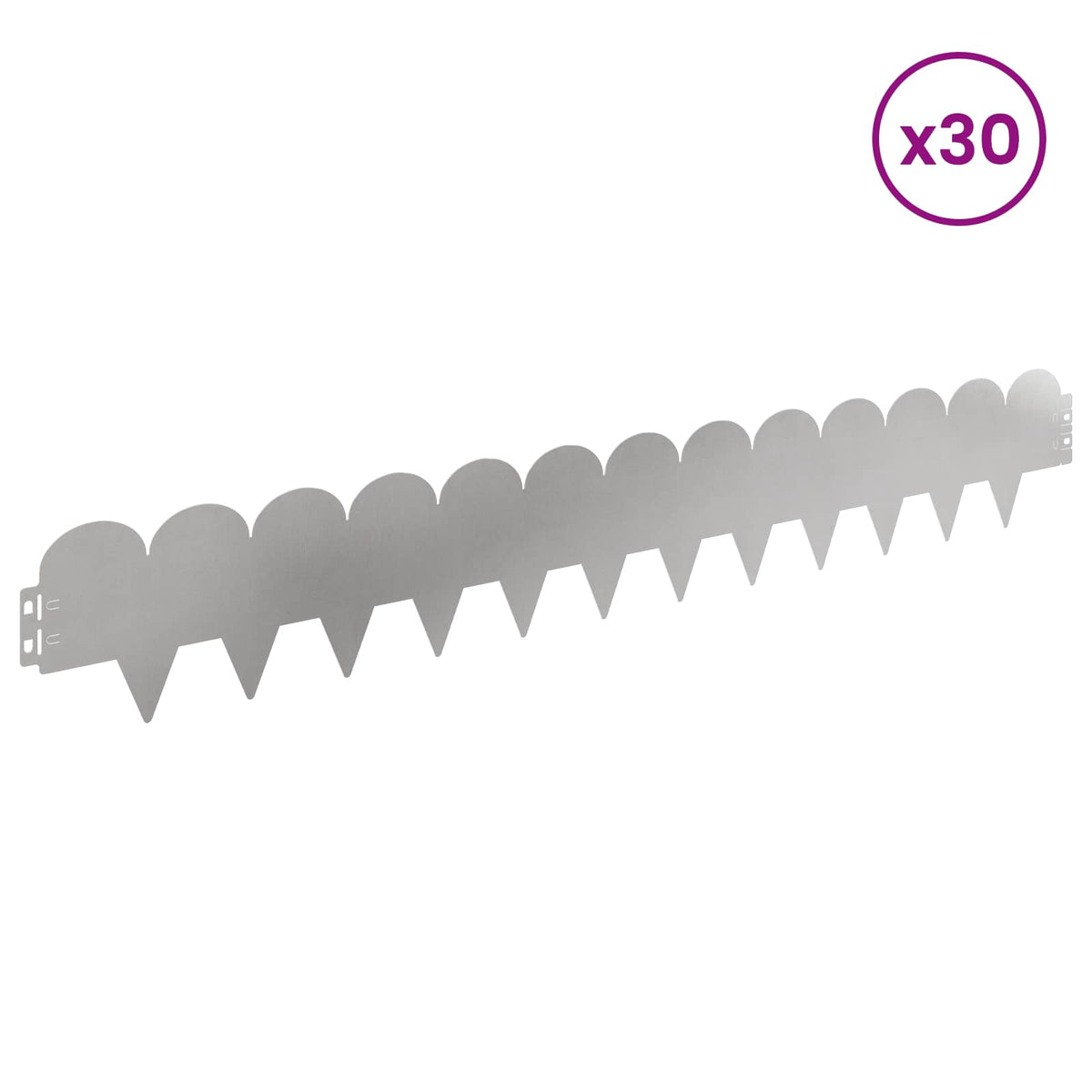 Lawn Edging 30 pcs 103 x 15 cm Steel Silver