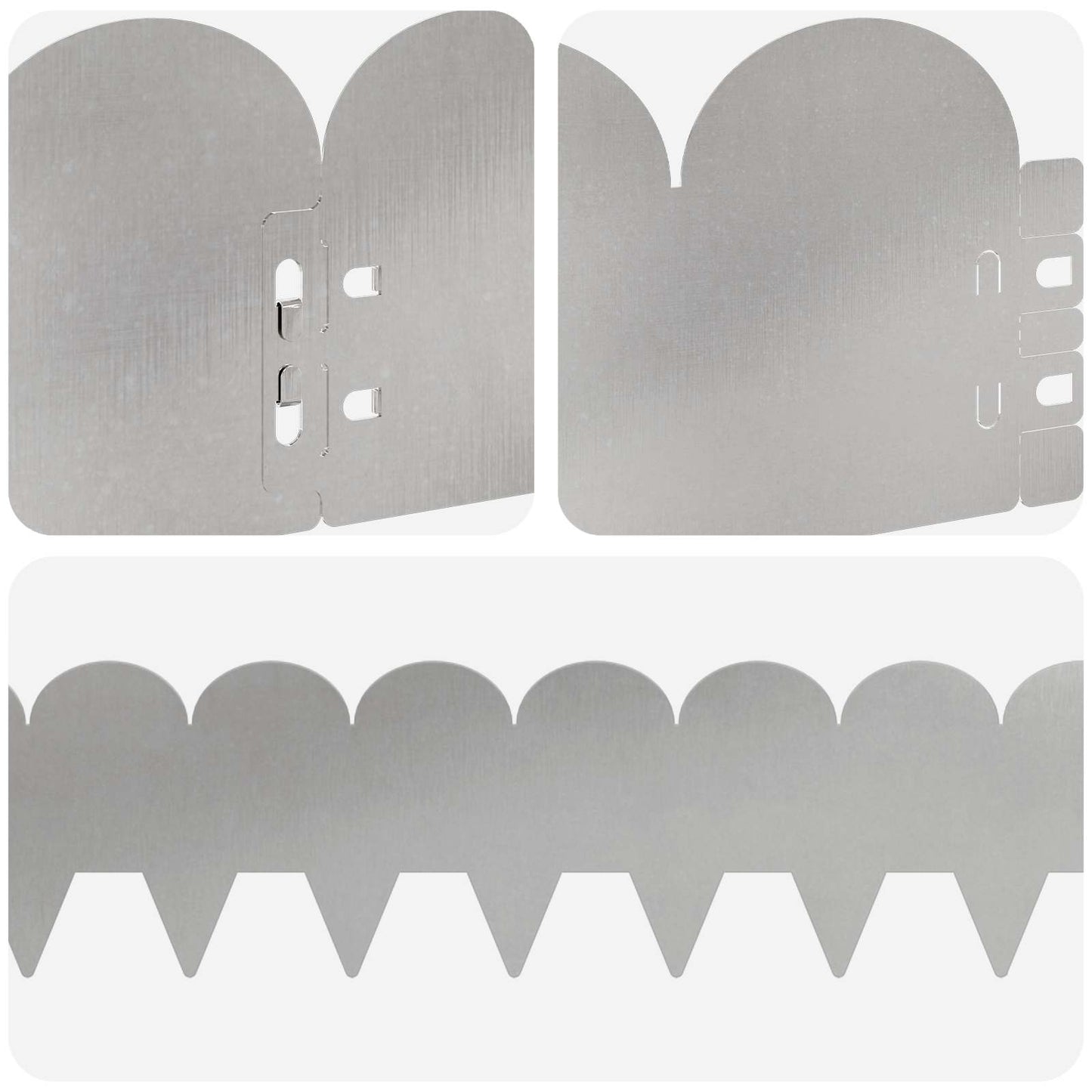 Lawn Edging 50 pcs 103 x 15 cm Steel Silver