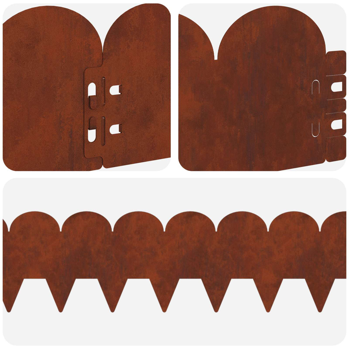 Lawn Edge Sharp&Round Top 10 pcs 103x15cm Steel Rusty
