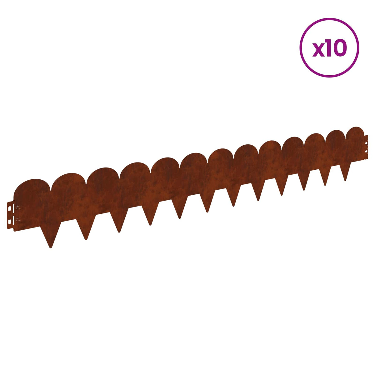 Lawn Edge Sharp&Round Top 10 pcs 103x15cm Steel Rusty