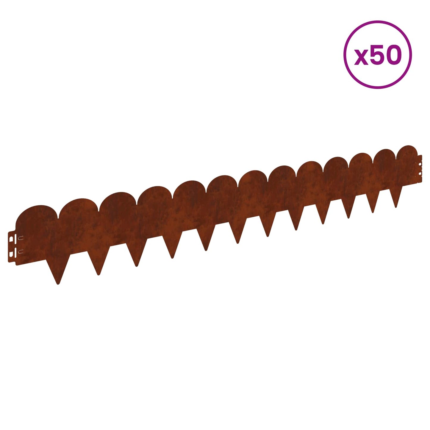 Lawn Edging 50 pcs 103 x 15 cm Steel Rusty
