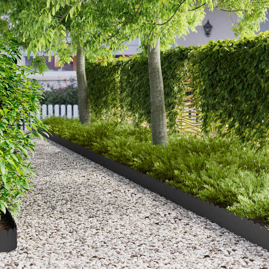 Lawn Edging 30 pcs 103 x 20 cm Steel Black