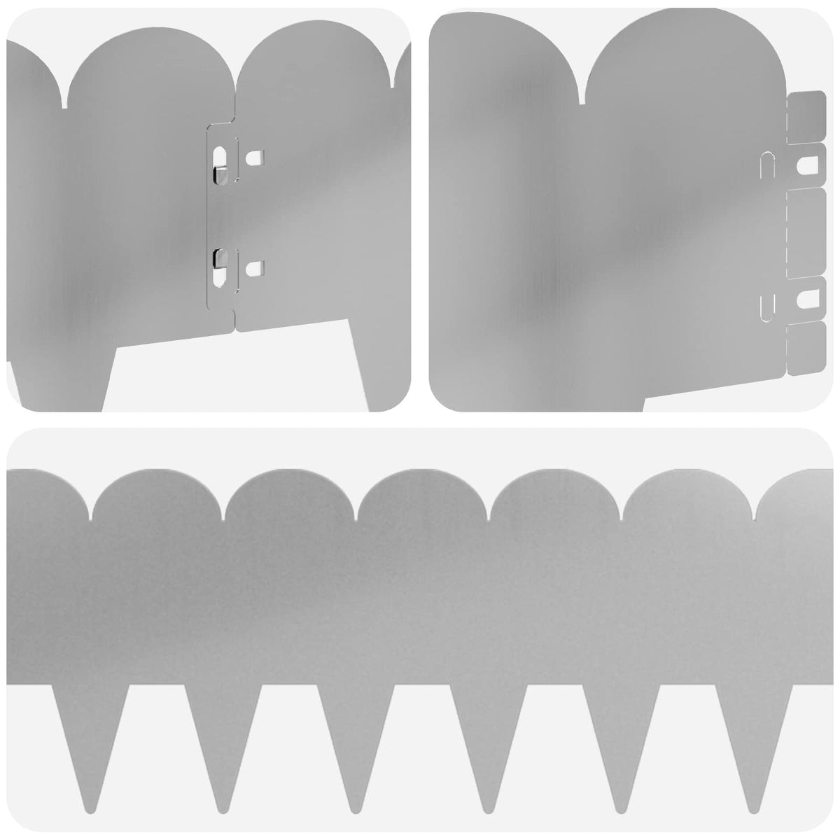 Lawn Edging 30 pcs 103 x 20 cm Steel Silver