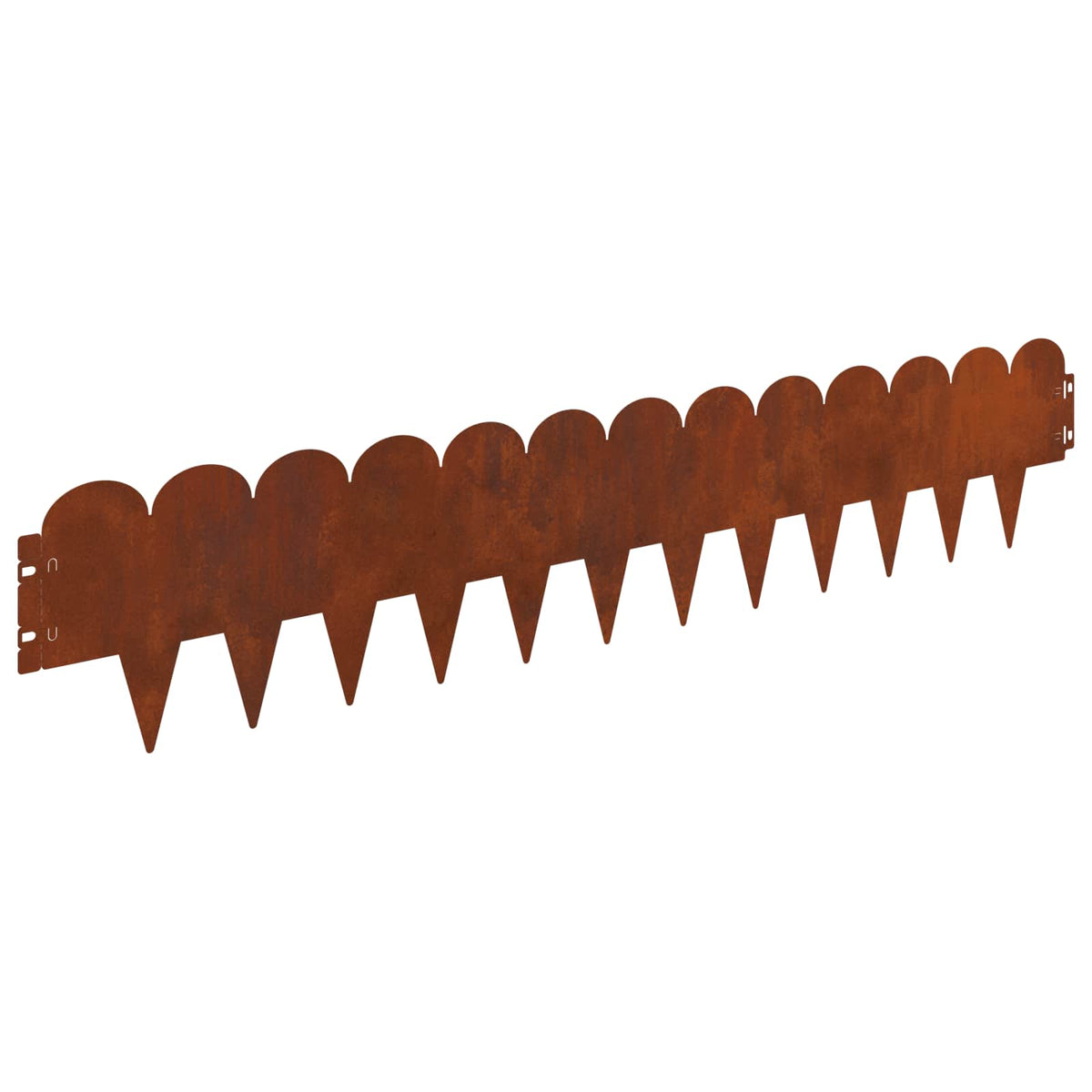Lawn Edge Sharp&Round Top 10 pcs 103x20cm Steel Rusty