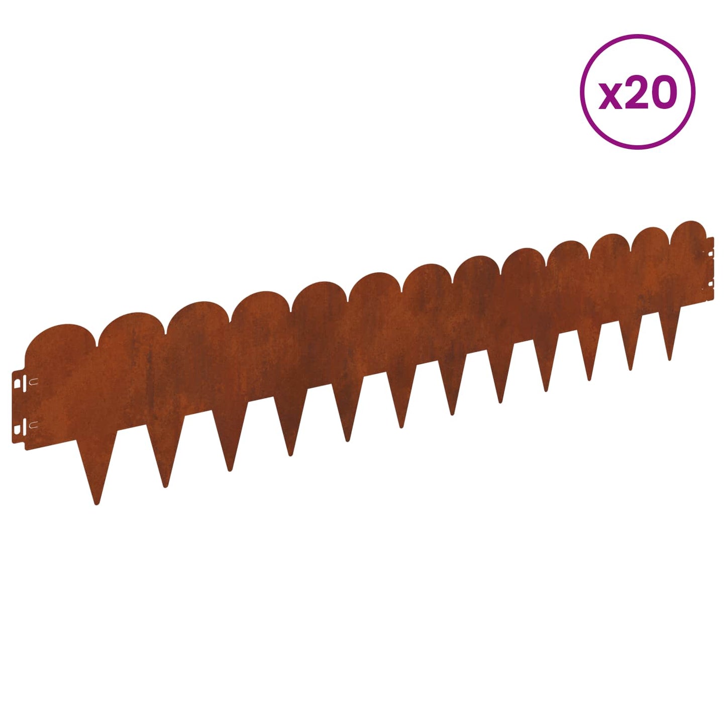 Lawn Edging 20 pcs 103 x 20 cm Steel Rusty