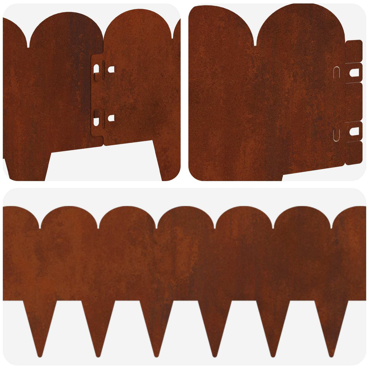 Lawn Edging 30 pcs 103 x 20 cm Steel Rusty