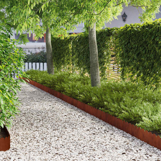 Lawn Edging 30 pcs 103 x 20 cm Steel Rusty