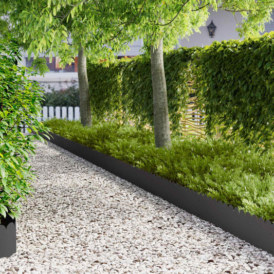 Lawn Edging 30 pcs 103 x 25 cm Steel Black