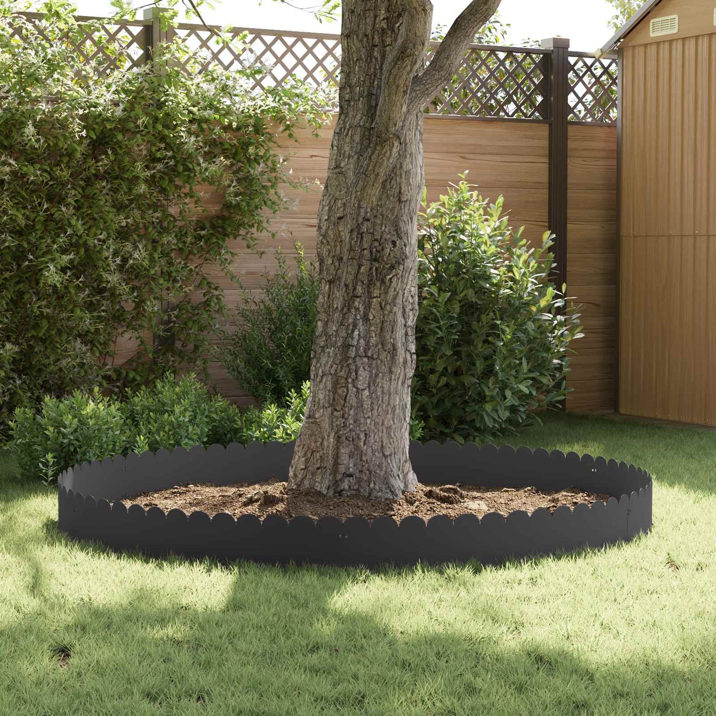 Lawn Edging 30 pcs 103 x 25 cm Steel Black