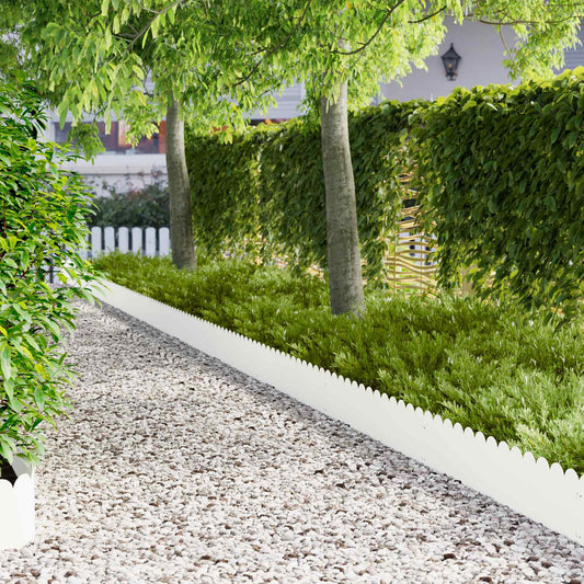 Lawn Edging 10 pcs 103 x 25 cm Steel White