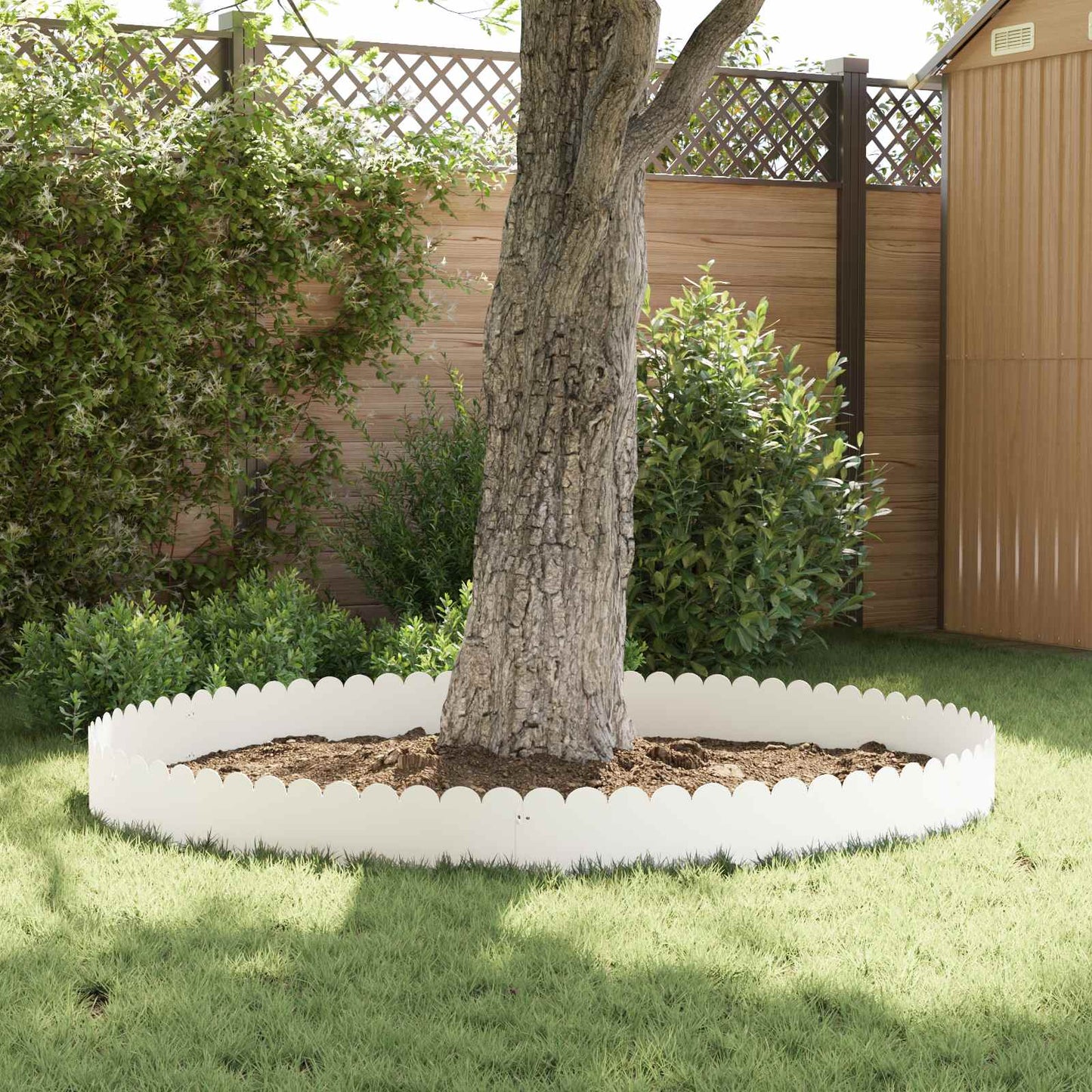 Lawn Edging 20 pcs 103 x 25 cm Steel White