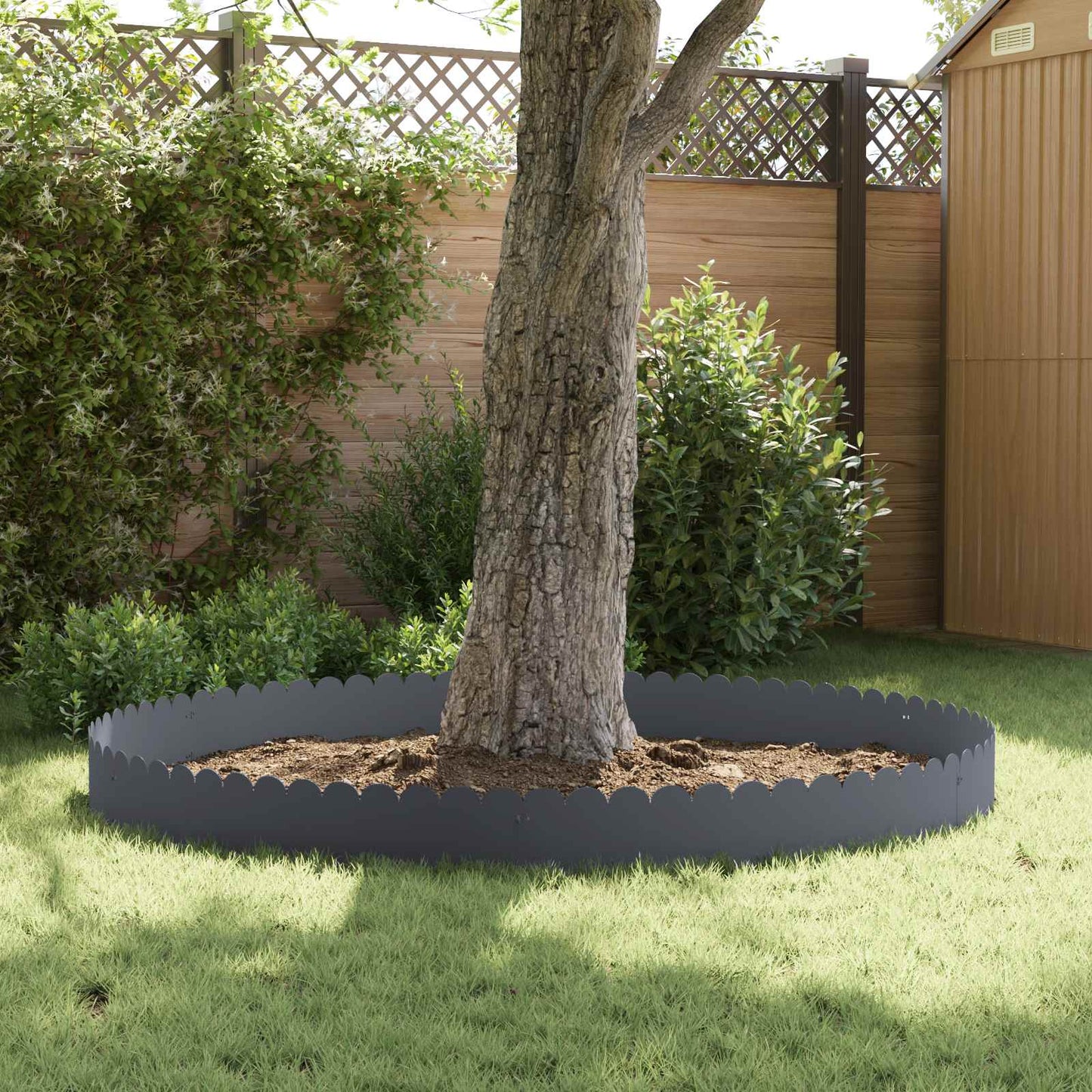 Lawn Edging 30 pcs 103 x 25 cm Steel Anthracite