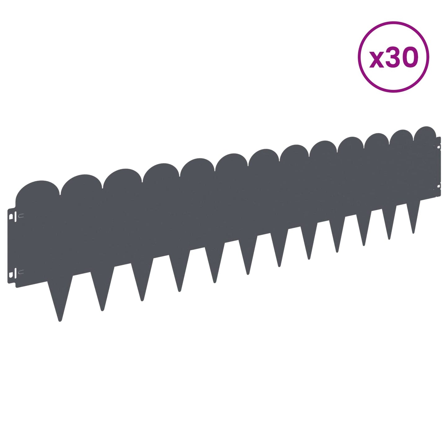 Lawn Edging 30 pcs 103 x 25 cm Steel Anthracite