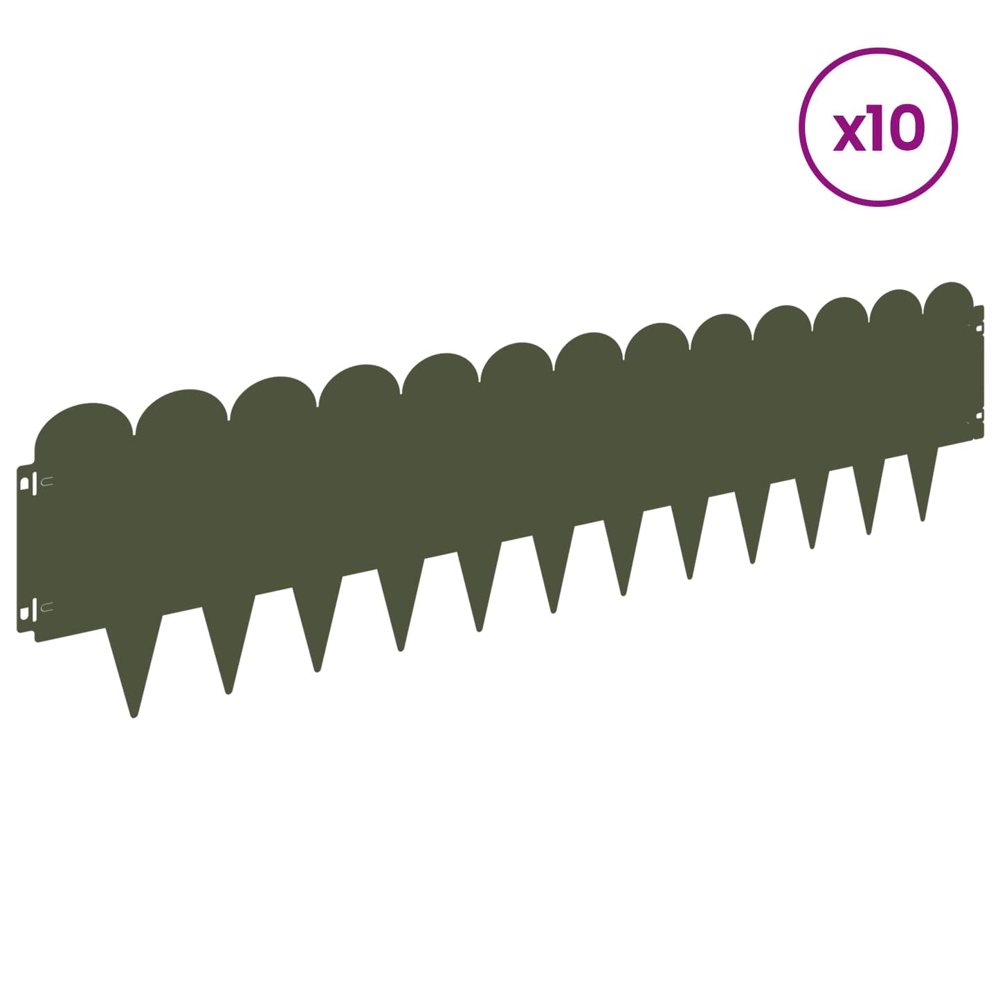 Lawn Edging 10 pcs 103 x 25 cm Steel Olive Green