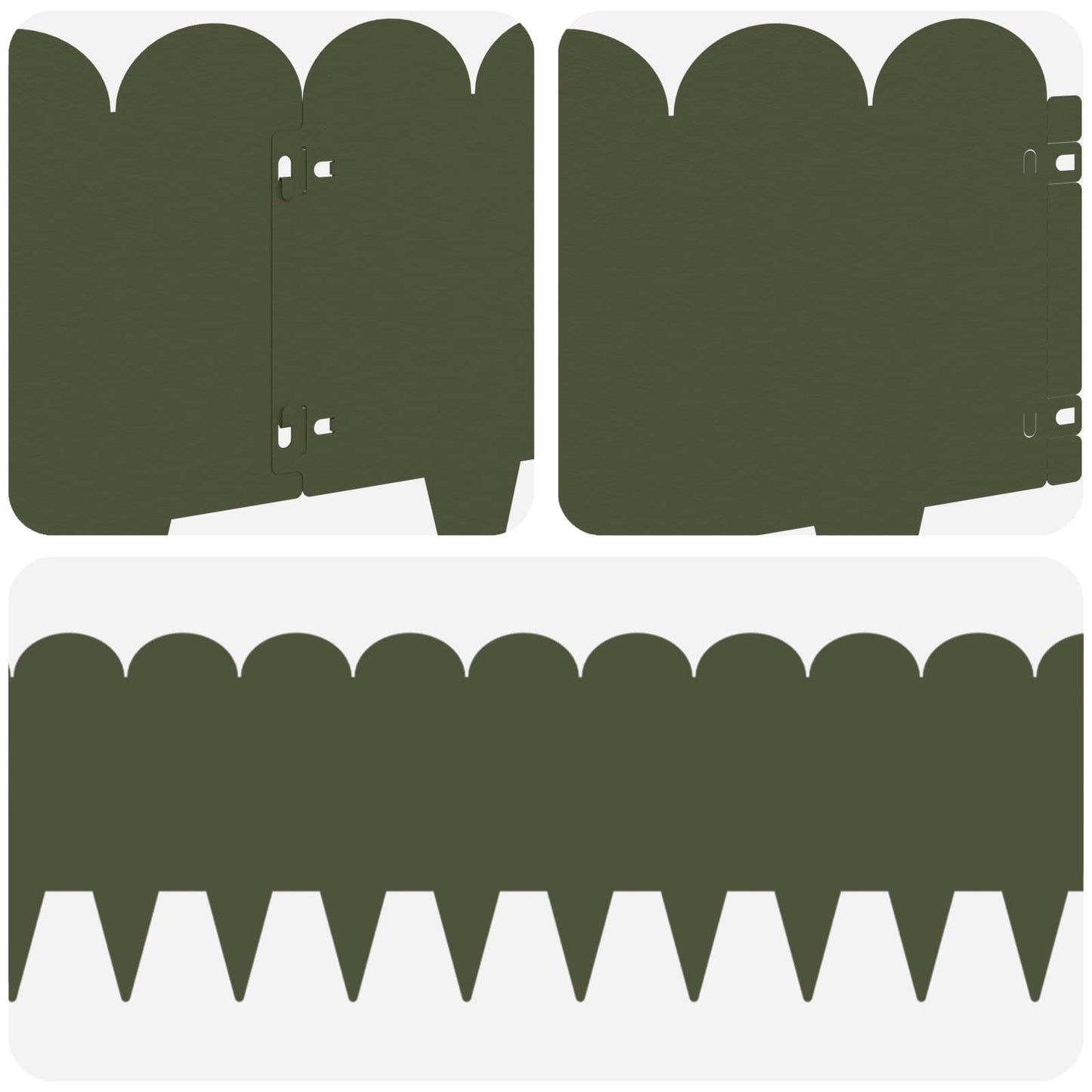 Lawn Edging 30 pcs 103 x 25 cm Steel Olive Green
