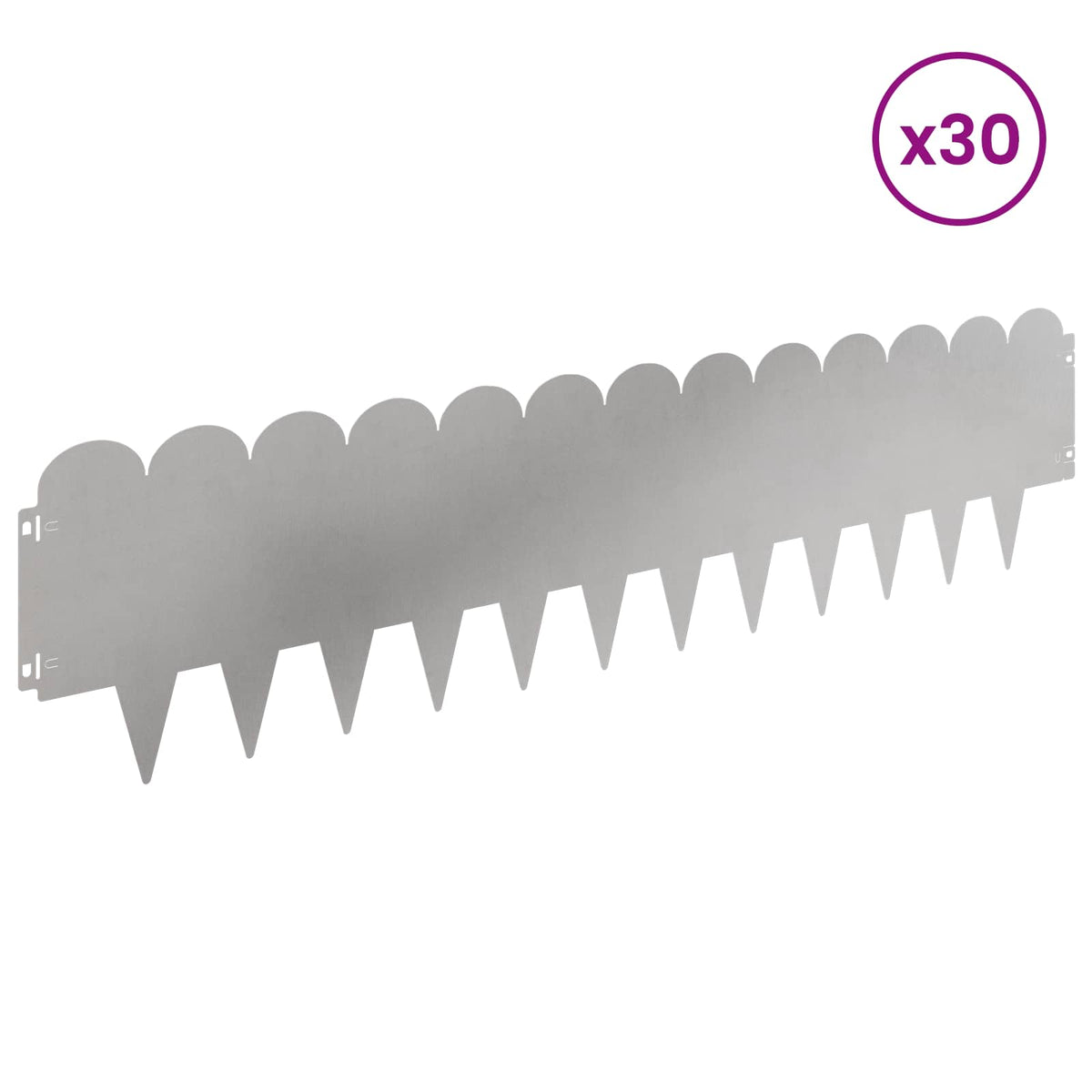 Lawn Edging 30 pcs 103 x 25 cm Steel Silver