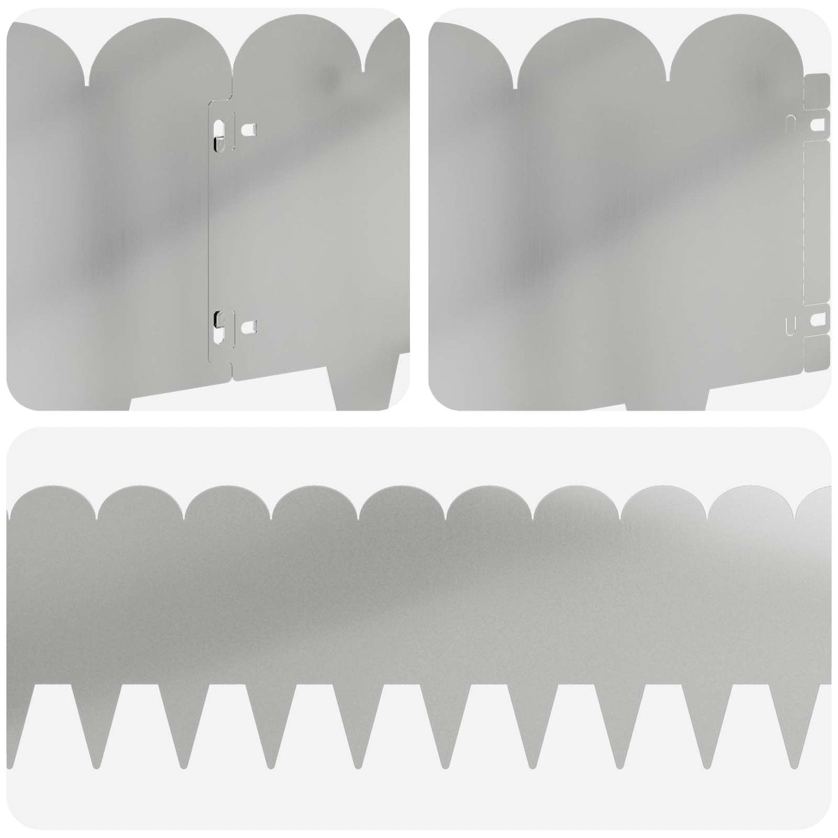 Lawn Edging 10 pcs 103 x 25 cm Steel Silver