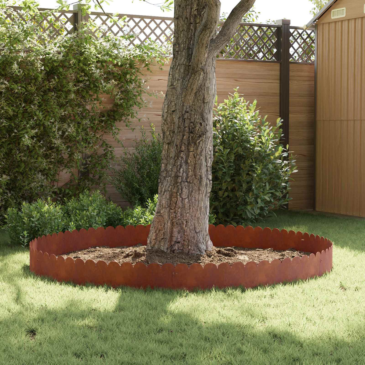 Lawn Edging 20 pcs 103 x 25 cm Steel Rusty